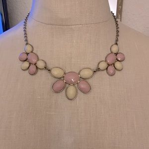 Rose and beige flower statement necklace